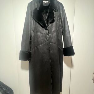 Via Spiga Black Shearling Trench Coat